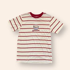 Maruchan Striped Ringer Tee with Embroidered Ramen Bowl, Size XL, MSRP $25